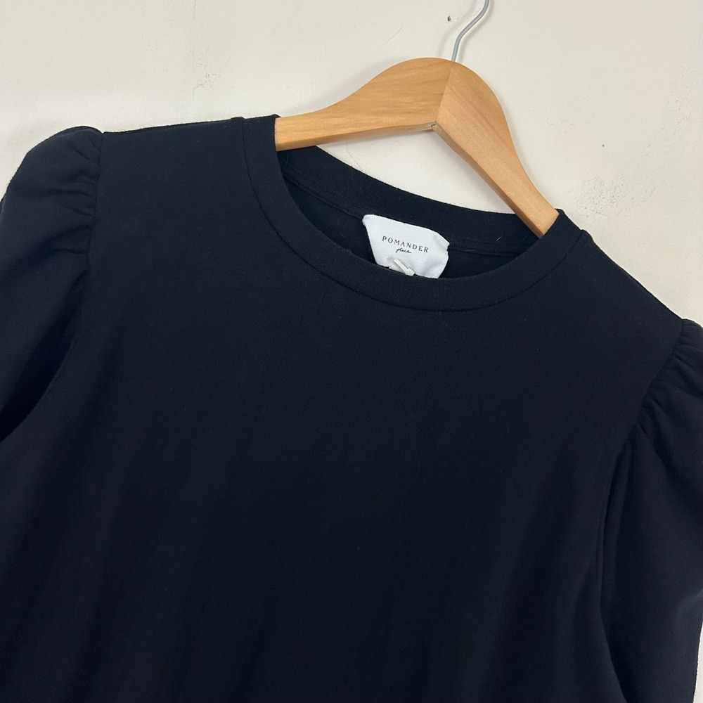 Pomander Place Vesty Mini Dress Black Puff Sleeve Relaxed Fit Womens Medium